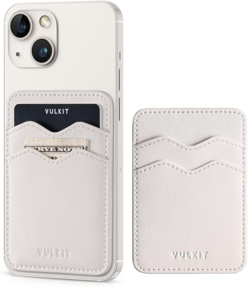 VULKIT حامل بطاقة لاصق متوافق مع آيفون محفظة جلدية للهاتف المحمول حافظة بطاقة ائتمان ملصق قوي للنساء - Image 1